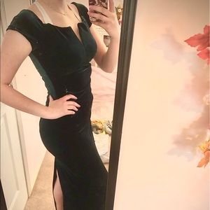 Dark green velvet maxi dress